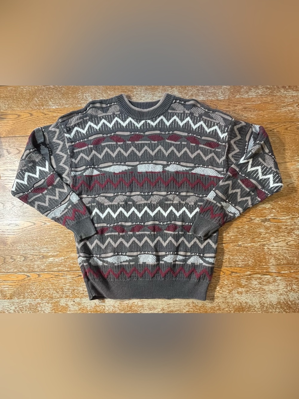 Vintage 80s-90s Brian MacNeil geometric coogie style knit sweater size L